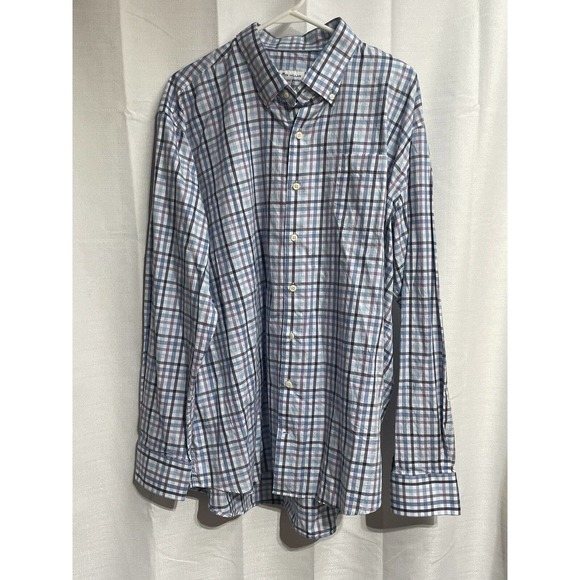 Peter Millar Shirt Button Down Men’s 2XL Gingham Check Long Sleeve - Picture 3 of 5